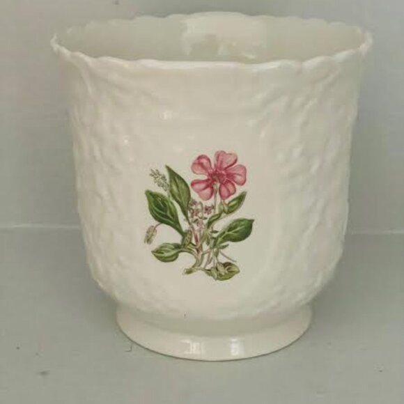 Royal Cauldon Footed 5" in Planter/Vase Cachepot Floral Woodstock Rose Flower - Picture 2 of 9